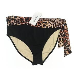 Swimsuits For All Size 14 Bikini Bottom Tie Black Animal Print NWT